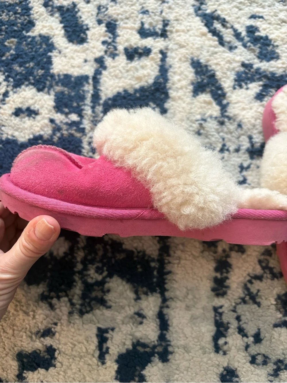 UGG Pink Suede Shearling Slip-On Clogs